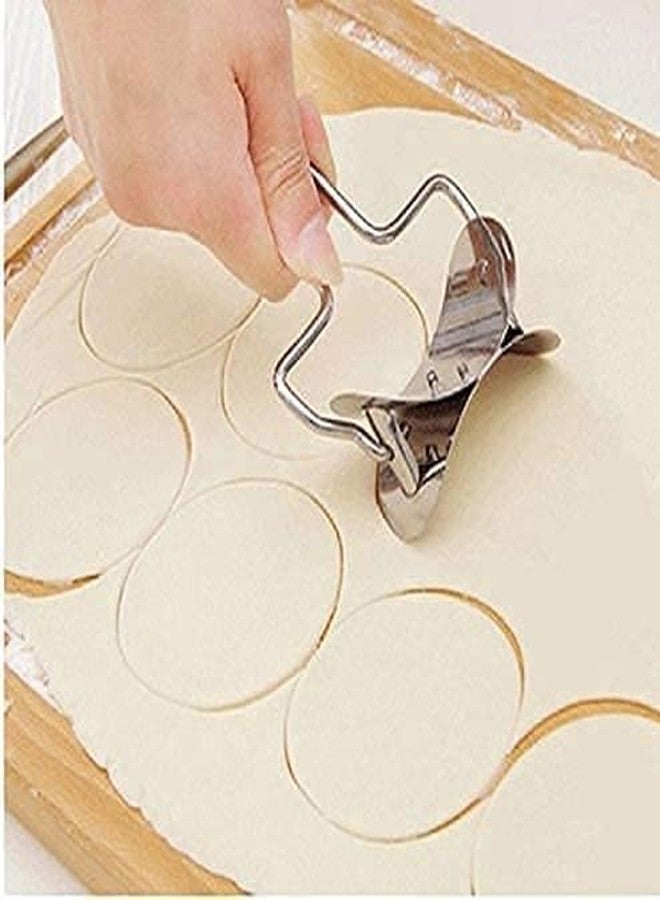 Mirvaan Manual Stainless Steel Puri Cutter Roller with Handle for Home Baking Tools for Women, Dough Circle Roller Cutter for Kitchen, Aloo Poori Cutter Roller - Image 2